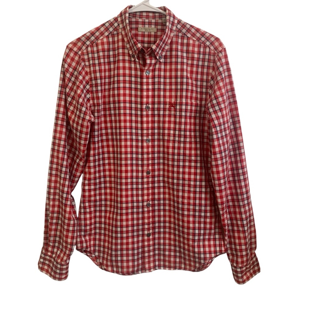 Burberry Brit  Men's Red and White Checkered Shirt Size Small Preppy